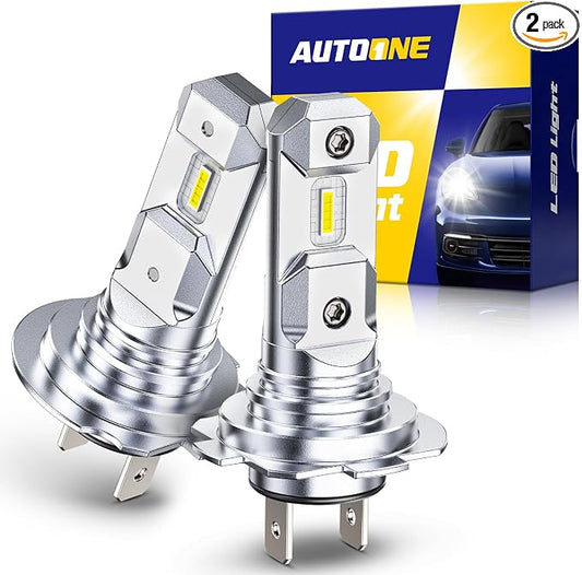 AUTOONE H7 LED Light Bulbs, 12xBrighter 60000LM H7 Lights Replacement, No Flickering No Adapter Required, Longer Lifespan, Pack of 2