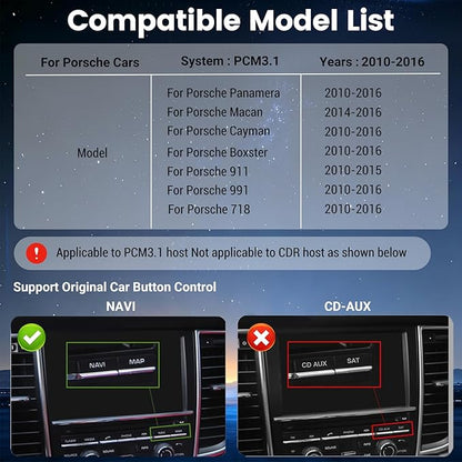 HMYC PCM3.1 Wireless Carplay Android Auto Module for Porsche Panamera Cayenne Macan Cayman Boxster 911 718, NEW Upgrade Carplay Retrofit Kit Decoder,Support MirrorLink Original car Control
