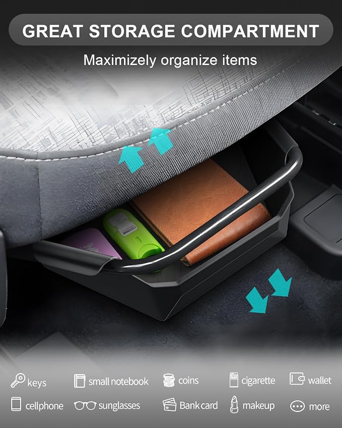 CDEFG for 2026 Ford Maverick Under Seat Storage Tray, for 2022-2026 Ford Maverick Truck Accessories Console Front Underseat Drawer Secret Storage Box Hidden Organizer