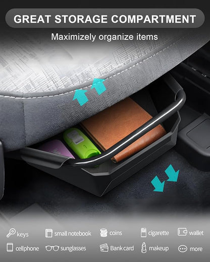 CDEFG for 2026 Ford Maverick Under Seat Storage Tray, for 2022-2026 Ford Maverick Truck Accessories Console Front Underseat Drawer Secret Storage Box Hidden Organizer