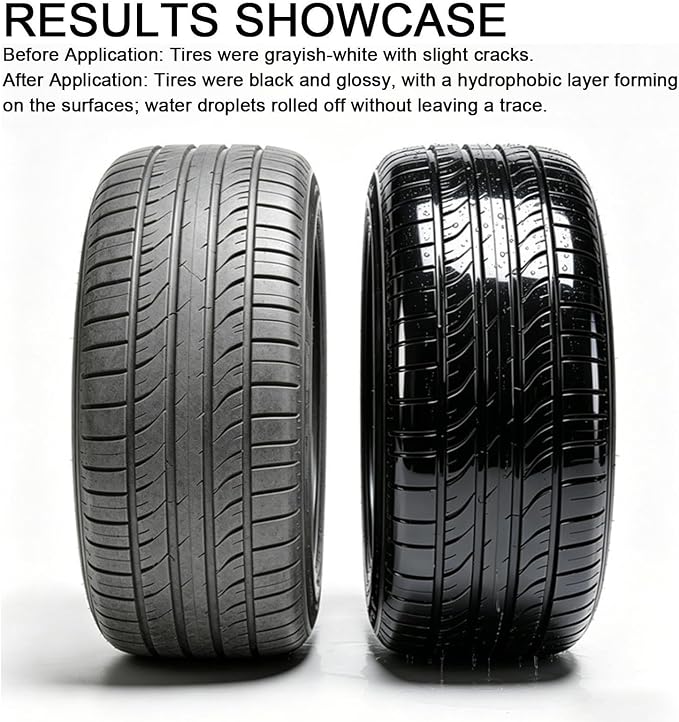 Tire Coating Liquid, Wheel Shining Formula, 100ml Bottle with Soft Sponge, Premium Protective Gloss, Restorative Solution with Blackening Effect, Vehicle Maintenance for New Look