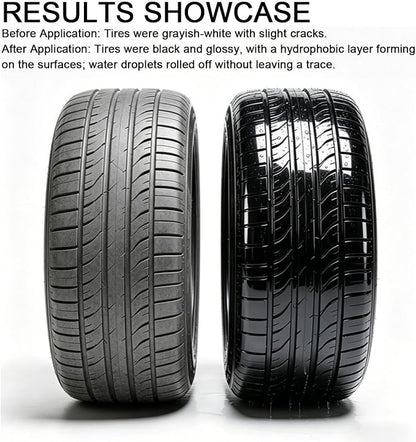 Tire Coating Liquid, Wheel Shining Formula, 100ml Bottle with Soft Sponge, Premium Protective Gloss, Restorative Solution with Blackening Effect, Vehicle Maintenance for New Look