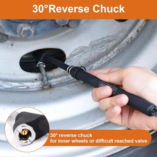 SAFELIFE Heavy Duty Tire Pressure Gauge, Straight-on Dual Head Air Pressure Gauge, 10-150PSI 100-1000KPa Tire Air Gauge, Non-Slip Handle and Extended Tube for Semi Truck Car RV Van