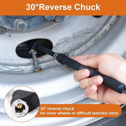 SAFELIFE Tire Pressure Gauge Heavy Duty Air Pressure Tire Gauge, Straight-on Foot Dual Head Chucks, Frosted Black, 10-150PSI 100-1000KPa for Semi Truck Car RV Van (1)