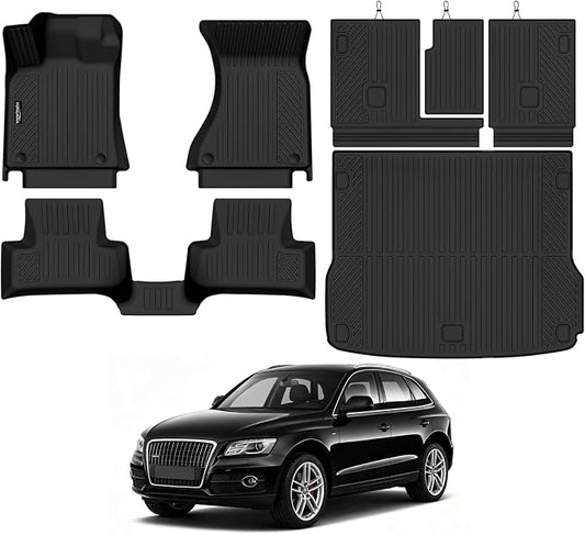 Tongama-Floor Mats for 2009-2017 Audi Q5/2014-2017 SQ5, All Weather TPE Floor Liners & Trunk Mat & Backrest Mats for Audi Q5 Waterproof Interior Accessories