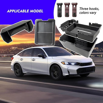 6pcs-2025 2026 Civic Center Console Organizer Hidden Storage Organizer for 2022-2026 Honda Civic 2026 Accessories 11th Gen Sedan Hatchback LX EX Sport Armrest Organizer(Not for Si/SporTouring)