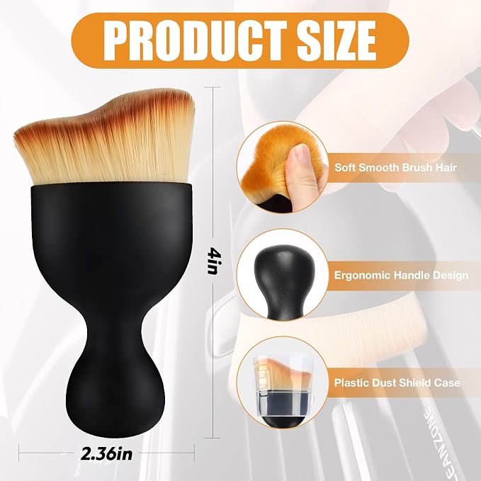 Microfiber Car Detailing Brush – Dual Use for Wet & Dry Cleaning, Soft Bristles Interior Duster for Dashboard, Air Vents, Leather Seats, and Home Use