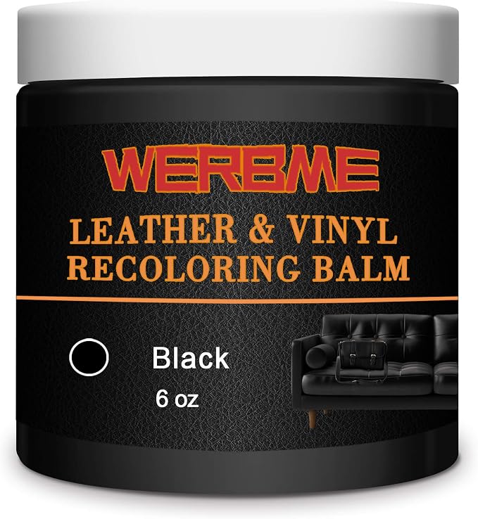 Leather Recoloring Balm - Leather & Vinyl Repair Balm for Furniture, Couches,Car Seats, Auto Interior & Accessories, Restores Faded, Worn, Scratched and Cracked Leather Surfaces(Black)