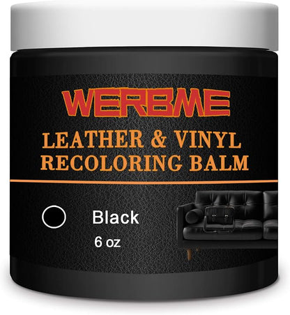 Leather Recoloring Balm - Leather & Vinyl Repair Balm for Furniture, Couches,Car Seats, Auto Interior & Accessories, Restores Faded, Worn, Scratched and Cracked Leather Surfaces(Black)
