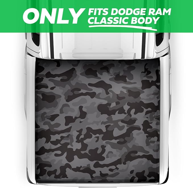 Camo Truck Tonneau Cover for Ram 1500 (2002-2018), RAM 1500 Classic (2019-2024), Ram 2500/3500 (2003-2025) 6.4 ft Bed Soft Roll-Up All-Weather Truck Bed Cover Camo Graphic Classic Body Only NO RAMBOX