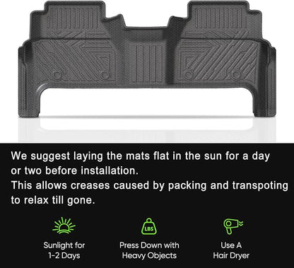 KUST Floor Mats for 2022-2026 Nissan Frontier Crew Cab Accessories (with 2nd Row Under-Seat Storage), All Weather Car Mats 2 Rows, TPE Rubber, Raised Edge, Extended Lip, Extra Heel Pad Plate