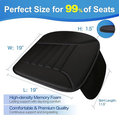 Lofty Aim Premium Car Seat Cushion, Driver Cushion with Comfort Memory Foam & Non-Slip Rubber Bottom, Car Seat Pad Works with 95% of Vehicles and Office Chair or Home (Black)