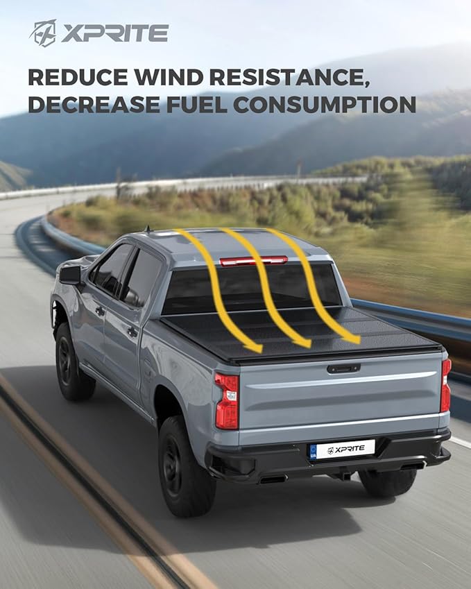 Xprite FRP Hard Tri-Fold Truck Bed Tonneau Cover Compatible with 2020 2021 2022 2023 2024 2025 2026 Chevrolet Silverado/GMC Sierra 2500 3500 HD with 6.8FT (81") Bed