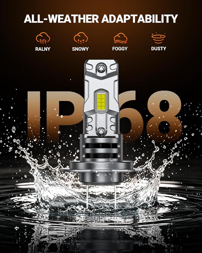 SEALIGHT h7 LED Bulb, 44,000LM 6500K Output Canbus Ready, 900% Brighter H7 Bulbs For Powersports IP68 80000Hrs Lifespan, 1：1 Size 3Mins Installation, 2 Pack