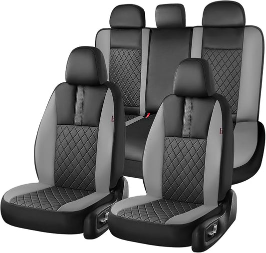 Coverado Car Seat Covers Full Set, Automotive Leather Seat Covers for Car，Universal Fit Front Back Seat Cover, Non-Slip Waterproof Breathable Car Seat Protector