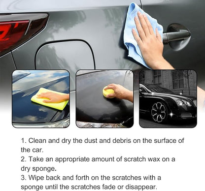 Scratch Remover for Vehicles - Car Paint Scratch Remover with Sponge & Wipe, Car Scratch Repair Kit for All Color, Auto Detailing Polish for Light to Deep Scratches,1PC
