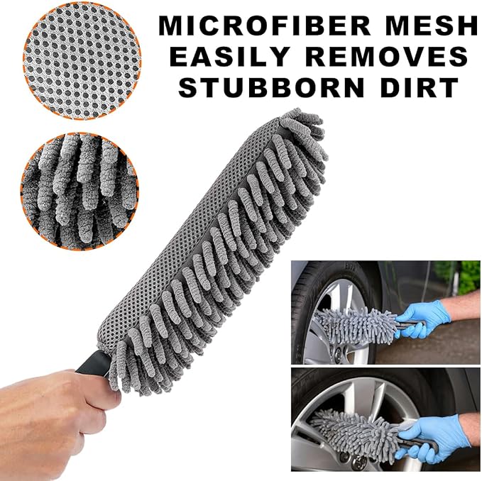Povtii Car Duster Interior - Lint-Free Microfiber Cleaning With Comfortable Handle, Reusable & Washable for Auto Exterior Interior Home Office, Car Accessories