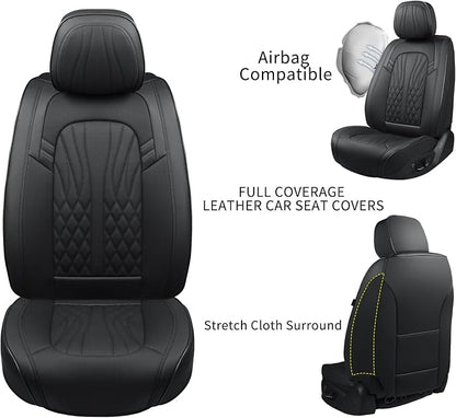 MINGBRON Seat Covers for Cars, Waterproof Seat Covers, Leather Car Seat Covers 2 Pack, Universal Seat Cushion Protector for Most Cars Black