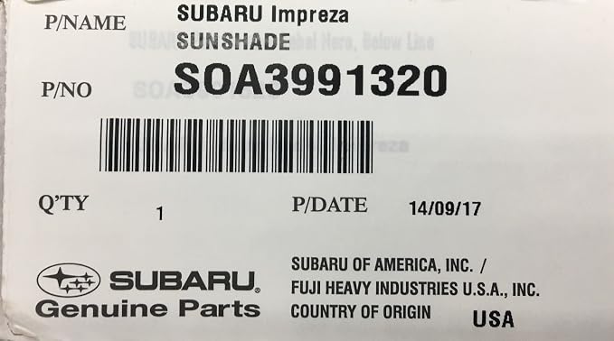 Subaru 2015 to 2021 Subaru Foldable Sun Shade Impreza WRX STi Crosstrek OEM New SOA3991320 SOA3992122