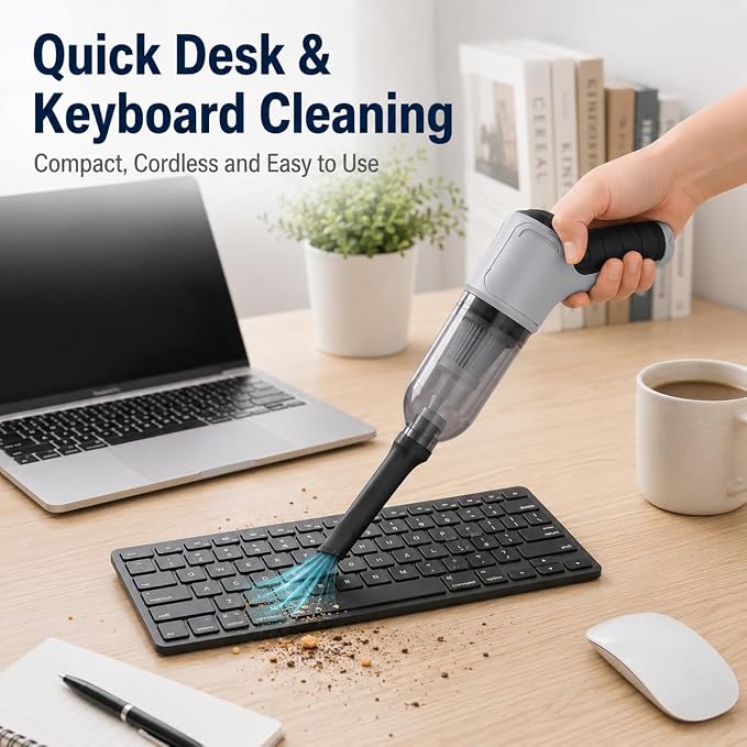 Cordless Handheld Vacuum Cleaner, Portable Rechargeable Mini Vacuum, Powerful Suction Hand Held Vacuum for Car Home Office Pet Hair Dust Cleaning