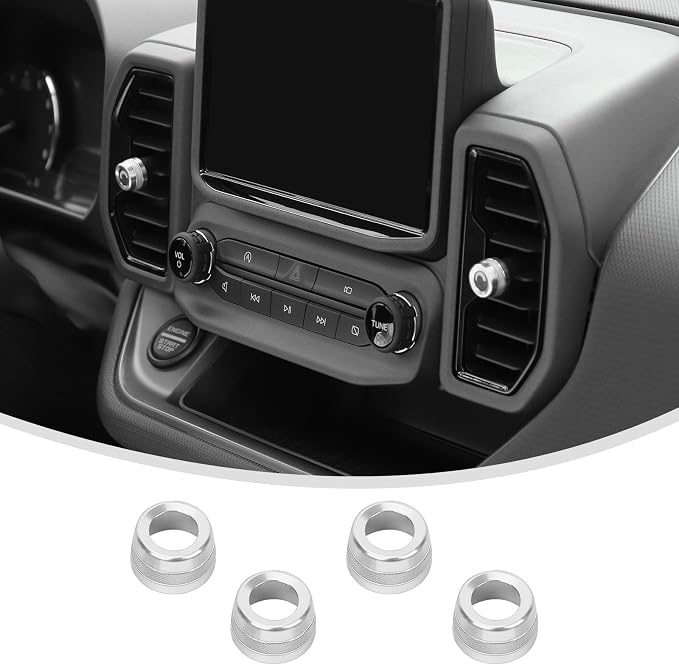 Linskip Aluminum Vent Knob Covers Compatible with Ford Bronco Sport 2021-2024, Dash Air Vent Knob Trim Kit for Bronco Sport Interior Accessories(Silver)
