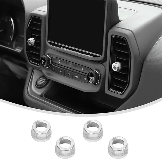 Linskip Aluminum Vent Knob Covers Compatible with Ford Bronco Sport 2021-2024, Dash Air Vent Knob Trim Kit for Bronco Sport Interior Accessories(Silver)