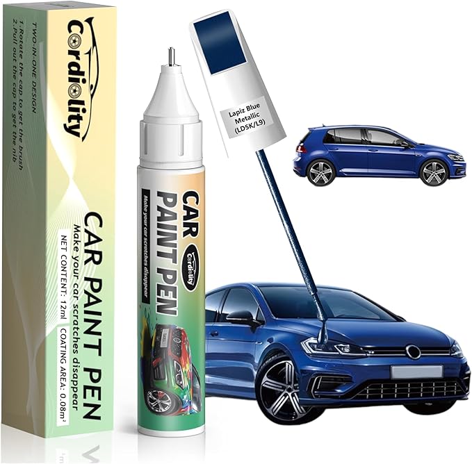 LD5K/L9 Lapiz Blue Metallic Touch Up Paint for Volkswagen, Color Accurate Car Paint Scratch Repair Pen, Quick & Easy Fix Automotive Chips and Nicks
