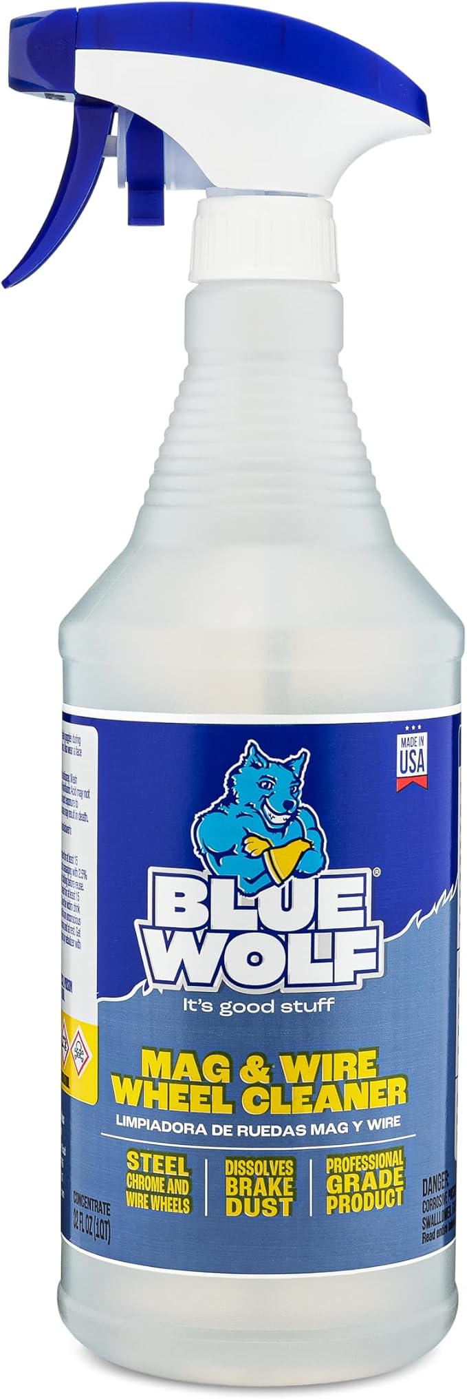 Blue Wolf Mag & Wheel Cleaner Spray – Heavy Duty Tire & Rim Cleaner, Removes Brake Dust, Grease & Road Grime, Restores Shine, Fast-Acting Formula for Deep Cleaning & Protection – 32 oz