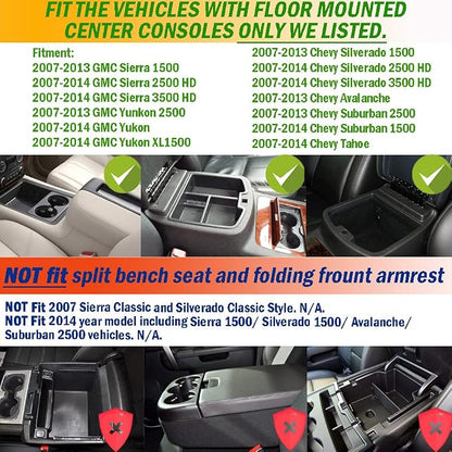 TACORBO Center Console Organizer Tray for 2007-14 GMC Sierra 2500 3500 Accessories Yukon XL Silverado 2500 3500 Suburban 1500 Tahoe /07-13 GMC Sierra 1500 Chevy Silverado Suburban 2500 Avalanche Blue