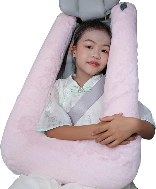 Keemall Car Pillow for Kids, Professional Inflatable Kids Car Pillow for Sleeping Carseat Travel - Safe, Reliable - Inflatable Travel Pillows for Kid Adult Car Seats Pink