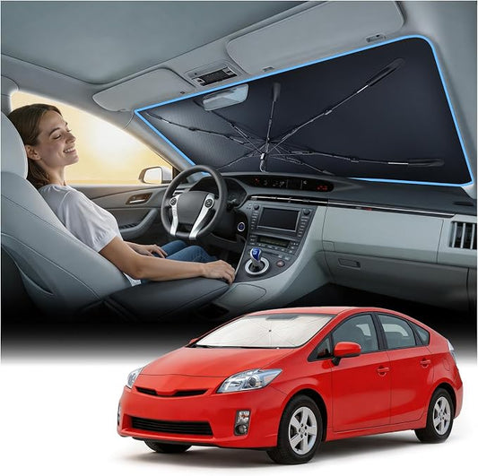 Nmoiss [Vinyl Coating Heat Shield] Windshield Sun Shade Umbrella Custom for Toyota Prius, Protect Car from Sun Rays & Heat Damage Keep Cool and Protect Interior