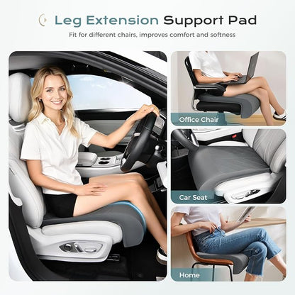 Coverado Car Seat Extender Leg Support, Leather Leg Extender Cushuin for Car Seats, Waterproof Car Seat Cushions Universal Fit for Most Vehicles (Gray)