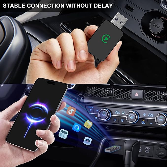 2 in 1 Adapter Dongle for Carplay Wired to Wireless USB Plug and Play for Android Auto Adapter iOS for Android