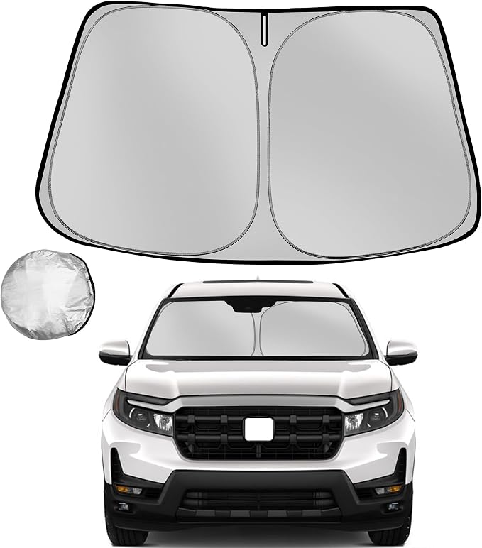 Windshield Sun Shade for 2017-2025 2026 Hon-da Ridgeline Foldable Sun Sunshade for Car Front Window Blocks UV Rays and Heat Automotive Interior Protector Custom Fit Accessories