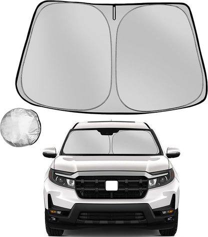 Windshield Sun Shade for 2017-2025 2026 Hon-da Ridgeline Foldable Sun Sunshade for Car Front Window Blocks UV Rays and Heat Automotive Interior Protector Custom Fit Accessories