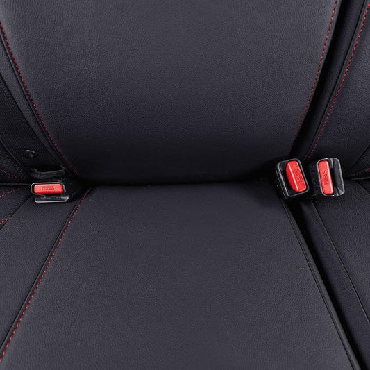EKR Tacoma Back Seat Covers Custom for Toyota Tacoma (Hybrid) 2024 2025 2026 Double cab TRD Sport,TRD Off-Road,Limited,Trailhunter- Second Row Only,Faux Leather(Black with Red Trim)
