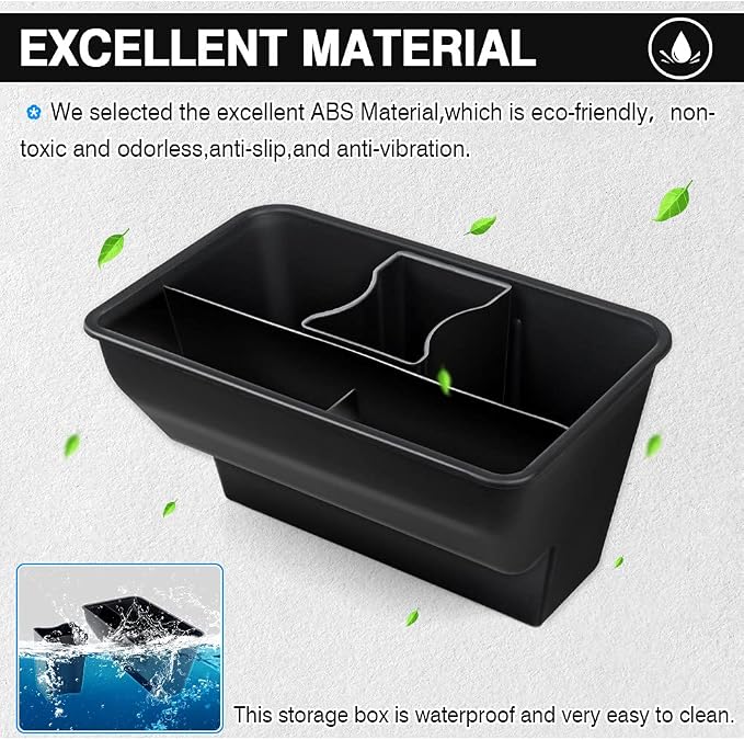 Karltys Rear Center Console Organizer for Tesla Model Y 2020-2024 2025 Accessories 2nd Row Back Seat Storage Box Under Seat Rear Middle Air Outlet Trash Can Container Bin ABS Black(Not for Juniper)