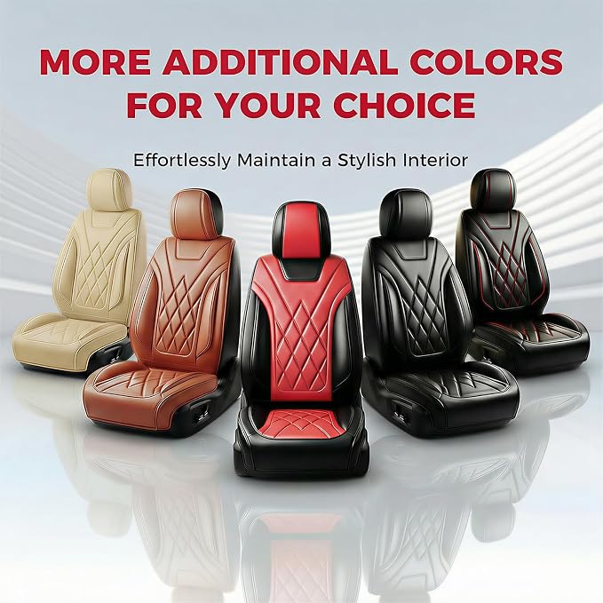 Car Seat Covers Compatible with Hyundai Ioniq 2017-2025 2026 - Full Set 5 Seats Luxury Leather All-Weather Seat Cushions & Protectors, Waterproof & Breathable, Airbag Compatible (Red)