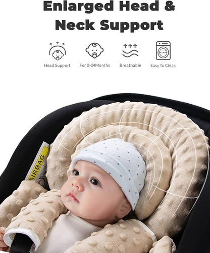 TinlyFinly Infant Car Seat Insert with Extra Cushion for Preemie to Toddler, Reversible Newborn Carseat Insert for Baby Head Body Support, Fits for Stroller, Baby Swing, Bouncer - Dots, Beige