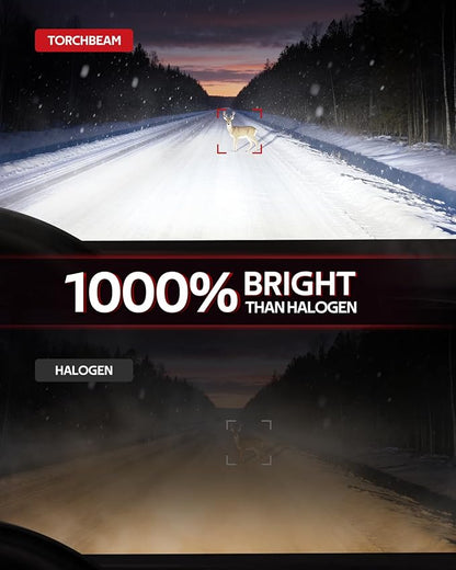 Torchbeam H13/H10 LED Bulbs Combo, 75000LM 6500K White, 9008 H13 Headlight + 9145 H10 Fog Lights, Dual Heat-Dissipation Cooling, Fit Ford F-150 2004-2014 F-250/F-350 2005-2020, Pack of 4