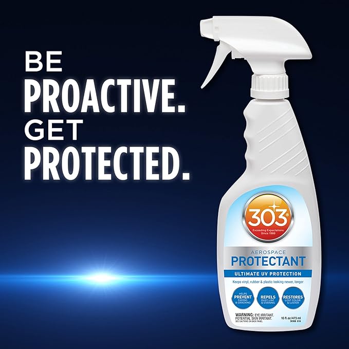 303 Products Aerospace Protectant Spray, UV Protection for Outdoor Surfaces – Protects Vinyl, Plastic & Rubber, Repels Dust & Dirt, Matte Finish, 16 oz