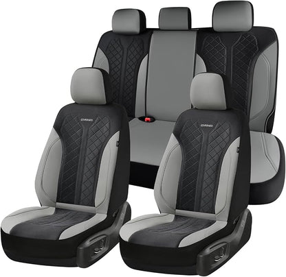 Coverado Car Seat Covers 5 Seats, Seat Covers Full Set, Mesh Breathable Seat Protectors, 5-Piece Spill-Proof White Automotive Seat Covers, Universal Fit for SUV, Sedan, Truck