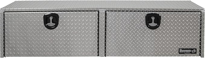 Buyers Products 1701565 Silver Aluminum Diamond Tread Topsider Truck Tool Box, 18x16x90 Inch, Made in USA, Professional Grade, Heavy Duty, Corrosion Resistant, Dual Drop Doors, Compression Latch