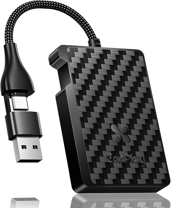 Apple CarPlay Wireless Adapter, Convert Wired CarPlay to Wireless, Bluetooth CarPlay Adapter for iPhone, Auto Connect Plug & Play Supports USB-A & USB-C, Compatible with 2016+ Cars & iOS 10+, Black