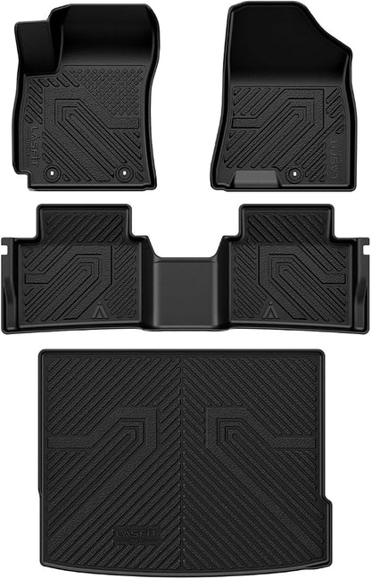 LASFIT Floor Mats & Cargo Mat Fits for Hyundai Kona 2026 2025 2024 (Not Fit Kona EV), All Weather TPE Custom Fit Floor Liners with Full Set Car Mats & Trunk Mats Accessories, Black