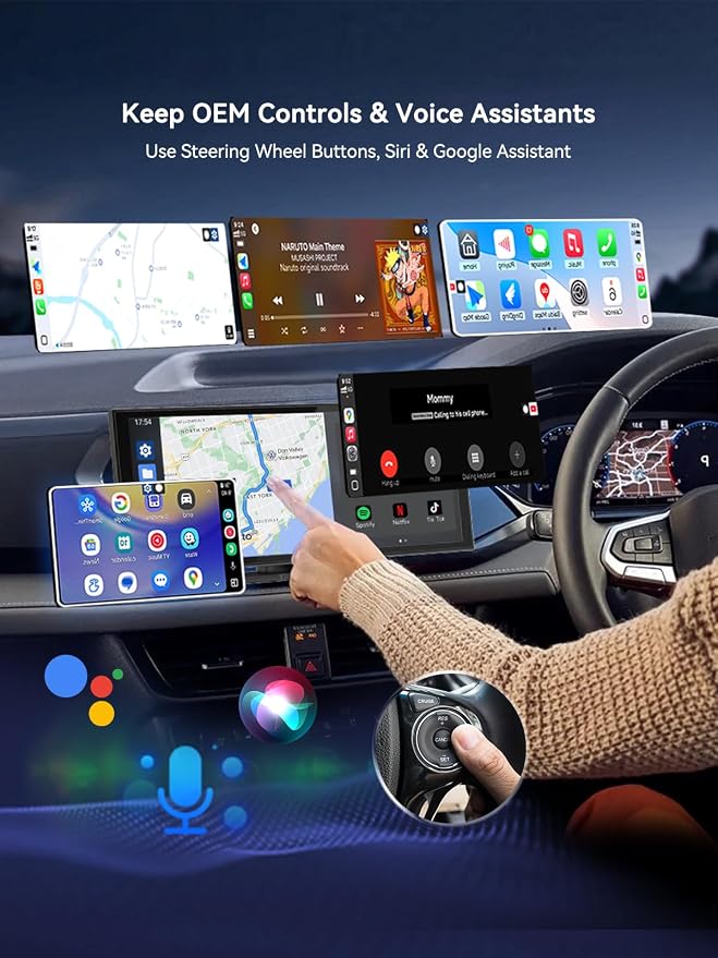 USB-C Wireless CarPlay & Android Auto Adapter with USB-A Converter, 2-in-1 Wireless CarPlay Adapter for Factory Wired CarPlay and Android Auto Cars, High-Speed 5GHz WiFi, Bluetooth 5.0
