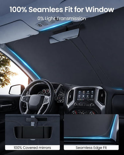 REEVAA Upgraded for Ch-evrolet Silverado 1500 (2026-2019) Windshield Sunshade [Tailored Fit, 99% Sun Protection] Foldable Sun Shade Car Accessories with Storage Bag