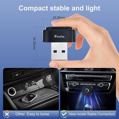 2-in-1 Wireless CarPlay Adapter for Apple iPhone & Android, Adapter Convert Wired to Wireless CarPlay, Mini USB Car Play Adapter with Type-C Extension, Plug and Play, Stable Connection & No Latency