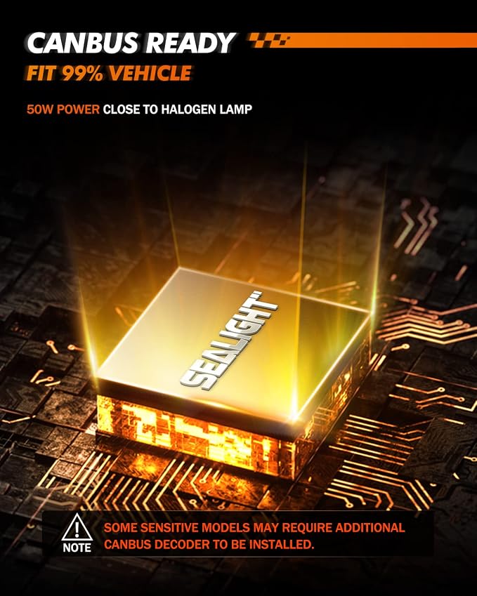 SEALIGHT Fog Light, H13 Powersports Bulbs with Dual Beam, Plug and Play, Super Bright, Cool White, Fog Light, Pack of 2