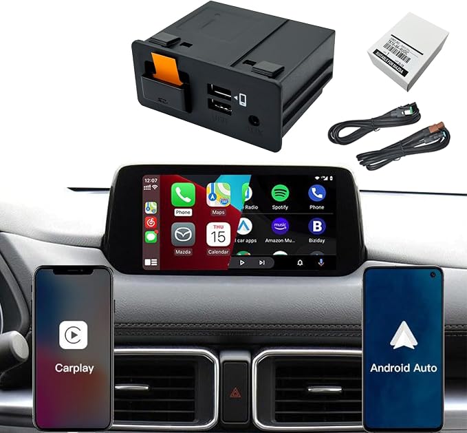 Mazda Apple CarPlay & Android Auto Retrofit Kit (2025 Upgrade) - OEM TK78-66-9U0C Hub for MZD Connect - Compatible with Mazda 2/3/6/CX-3/CX-5/CX-9/MX-5 (2015-2020 Models) (P2)